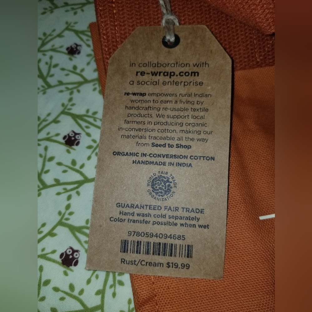 Warm Barnes And Noble Sunset Brown Cotton Canvas Bag - Picture 2 of 5